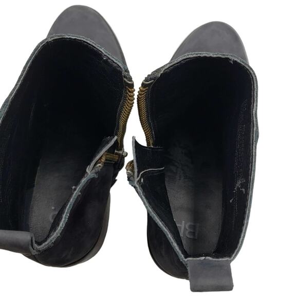 BP Ankle Boots Black Block Heel Braided Zipper - Picture 9 of 10